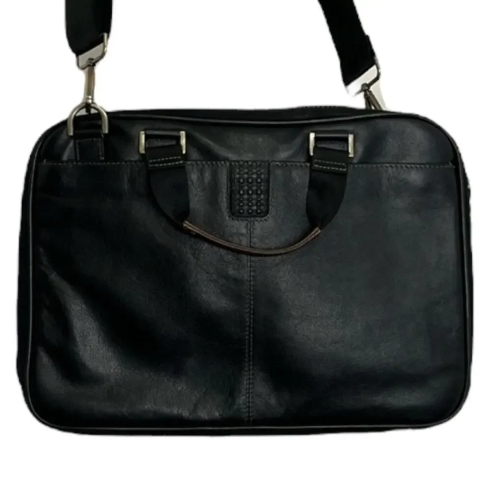 Black Leather Bag Briefcase Boconi Nashville Messenger Office Collage School